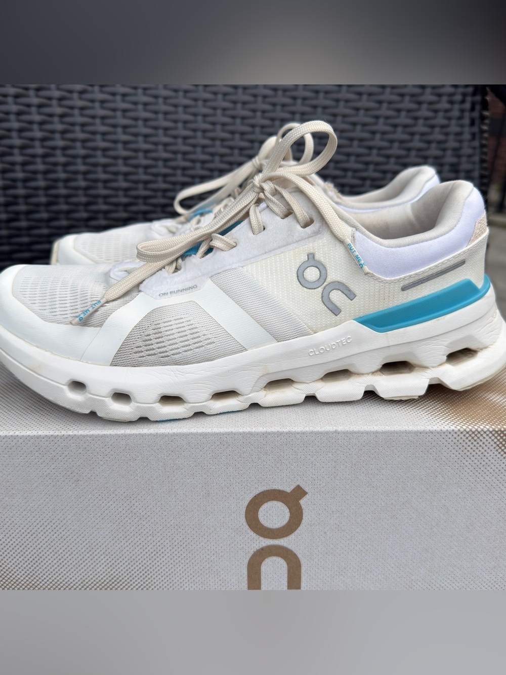 On Running Women Cloudrunner 2 Sneakers in White Horizon Blue. - Picture 12 of 13